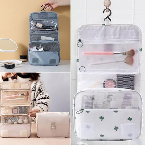 Stor hængende toilettaske Kosmetisk makeuptaske blå