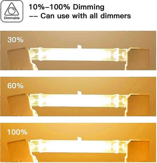 Sæt med 5 R7S Halogenpærer 78mm 80W 230V, R7S Halogenstav 78mm, R7S Halogenpære Dæmpbar Halogenstavlampe