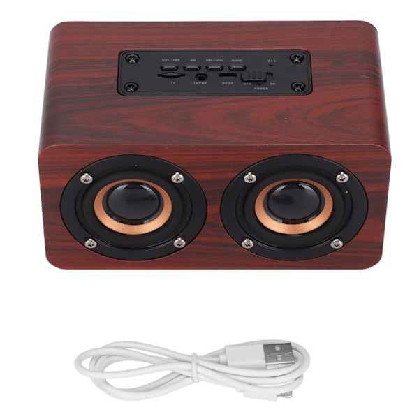 Trådlös Bluetooth-högtalare i trä Retro Subwoofer AUX Stereohögtalare för hemmet TabletBrun träådring