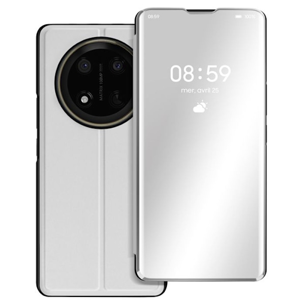 Fodral för Honor Magic 7 Lite Med Spegelklaff Stöd Silver Grå