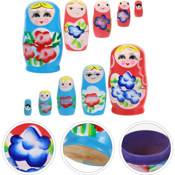 Traditionella ryska dockor, Bedårande Matryoshka staplingsset Utsökt hantverk Smidig staplingsprocess för hemdekoration, Perfekt