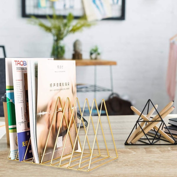 Triangelformad Multifunktionell Organizer, Utrymmesbesparare Med Stabilt Tidskriftställ, Stilren Design För Hem Och Kontorsskrivbord