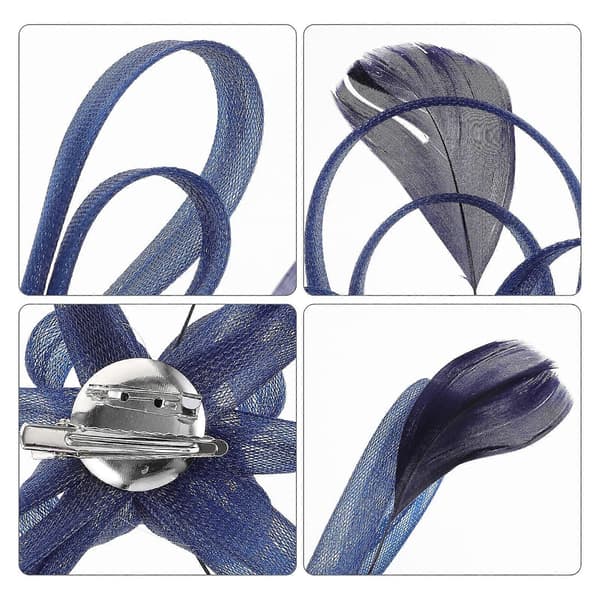Bryllup Brude Fascinator Hårklemme Broche Nål Hårtilbehør (Navy Blå)