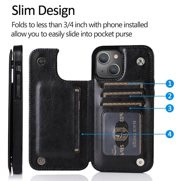 iPhone 14 Plus Skal Plånbok Svart