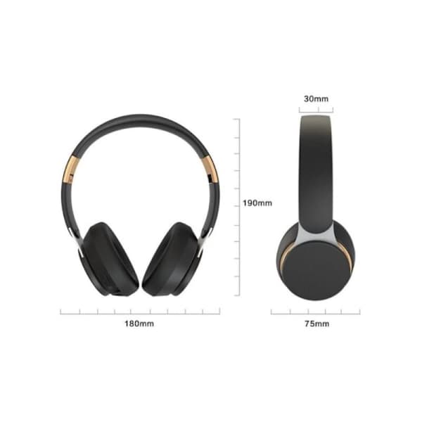 Bluetooth-hovedtelefoner, trådløse Bluetooth-hovedtelefoner med mikrofon TF/FM, Bluetooth-headset, støjreducerende gaming til iPhone, iPad, Android-sort
