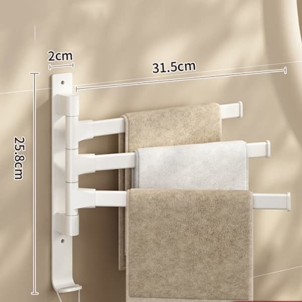 Roterende Håndklædeholder Badehåndklædeholder SORT 4 STÆNGER 4 STÆNGER sort sort 4 stænger-4 stænger white 4 rods-4 rods
