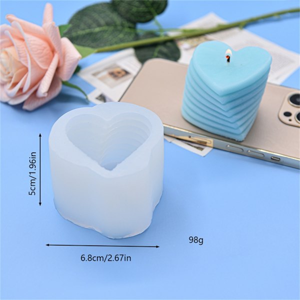 3D Kärlekshjärta Form Molds för ljustillverkning Silikon klar textur Ljus Molds DIY-bakning