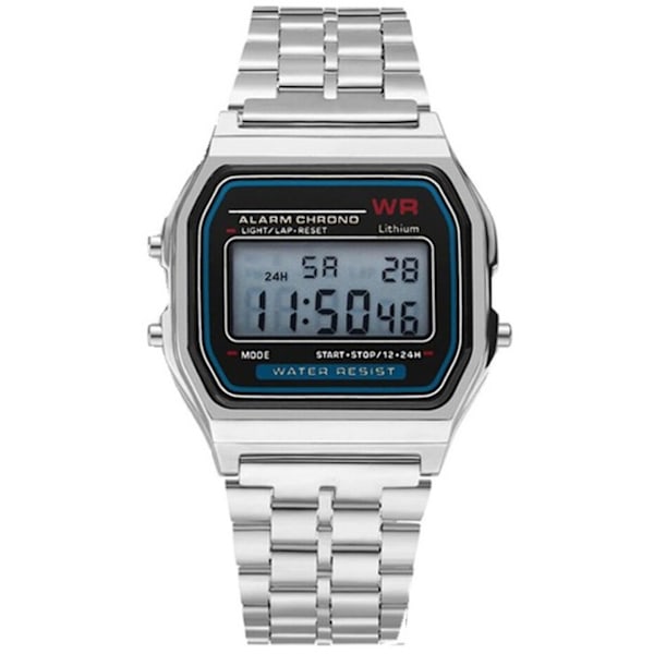 Classic Quartz LED digital herrklocka med rostfritt stål
