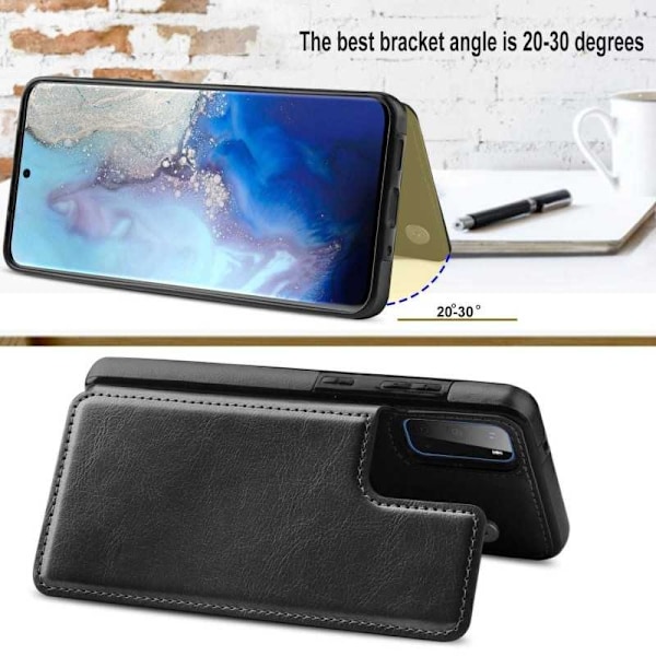 Samsung S20 FE Stöttåligt Skal Korthållare 3-FACK Flippr Svart