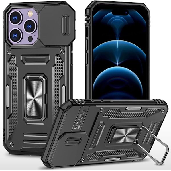 iPhone 14 Pro - Skal CamShield / Kameraskydd Ringhållare Svart Black