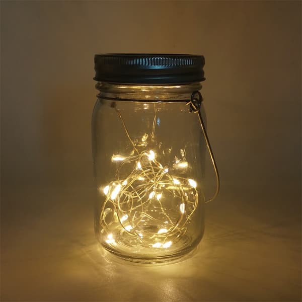 Yang energi syltetøjsglas lys LED kobbertråd lyskæde stjerne fe