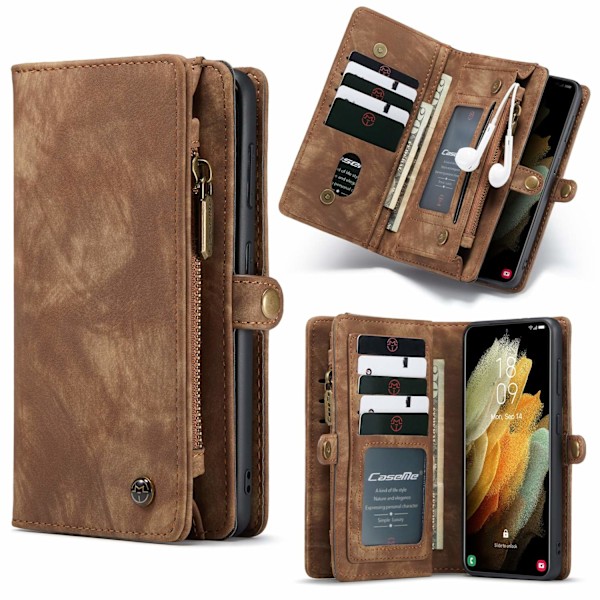 Samsung S21  CaseMe Plånbok Magnet Läder Coffee Espresso