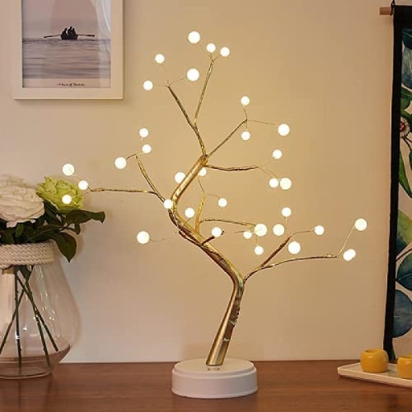 Bordslampa för bonsaiträd med 36 LED-koppartråd