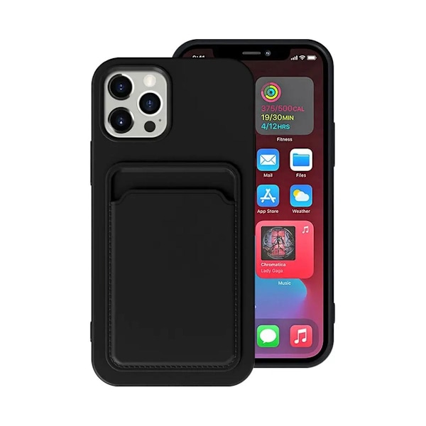 iPhone 13 Silikonskal med Korthållare - Svart Svart
