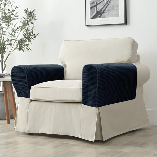 (Marineblå) 2 stk. Sofa Armlenebeskyttere, Stol Armbeskyttere Strekk