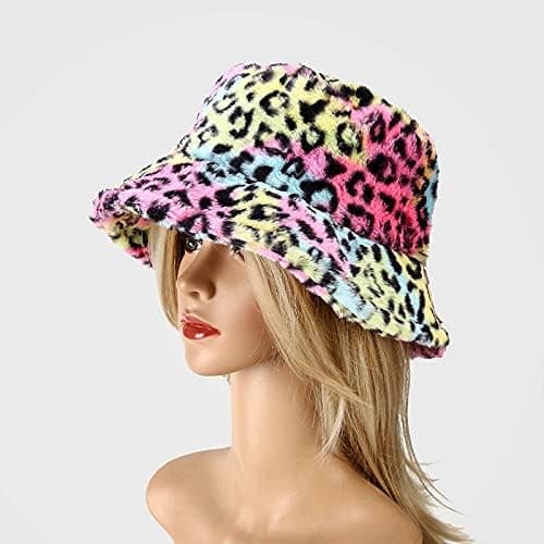 Fluffy Fur Hat Bøttehatt Vinter Fiskerhatt for Kvinner Jenter (C