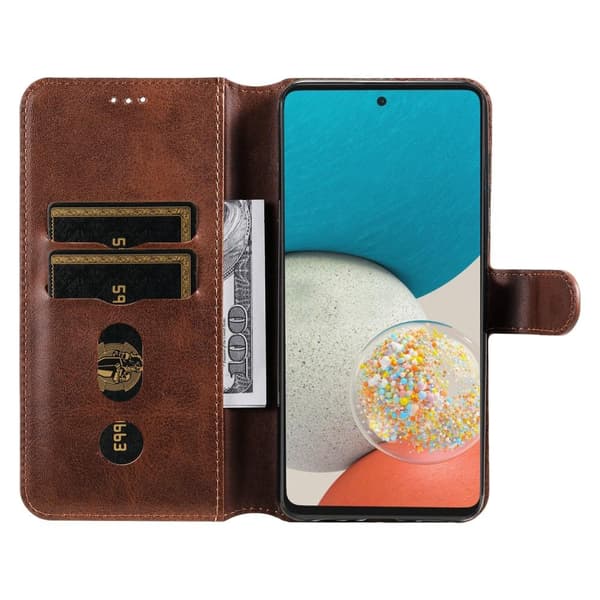 Samsung A53 5G, Klassisk pungcover, Brun