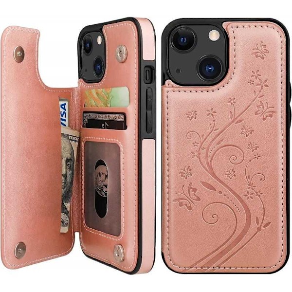 iPhone 13 Mini Stöttåligt Skal Korthållare 3-FACK Flippr V2 Rosa guld