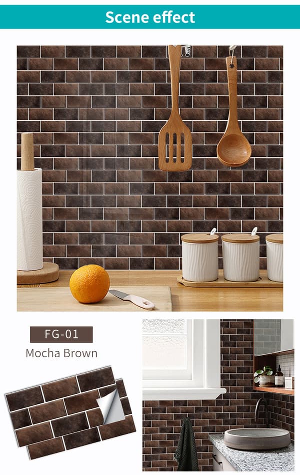 Mochabrun väggdekal 15cm × 30cm × 12 ark Mocha Brown