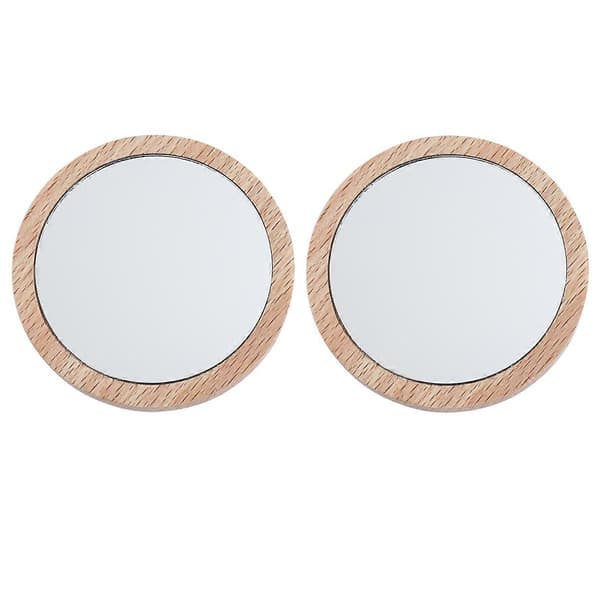 2 STK Elm Mini Størrelse Sminkespeil 6,5 cm 7,5 cm Rundt Bærbart Lommespeil