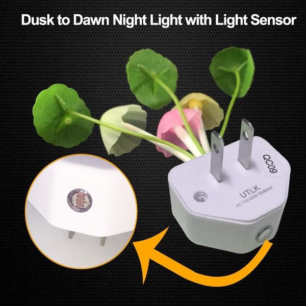 2-pak, plug-in LED-svampenatlampe med skumrings-til-daggry-sensor