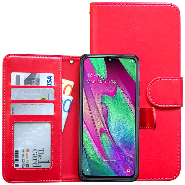 Galaxy A40, läderfodral, skydd, svart Svart