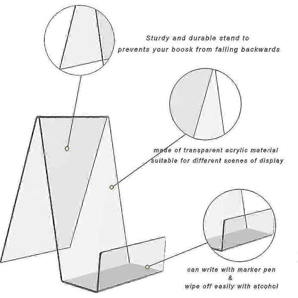 6 pakker klar akryl bogstand, transparent bogdisplaystand, bogstande til display, akryl bogreol til udstilling