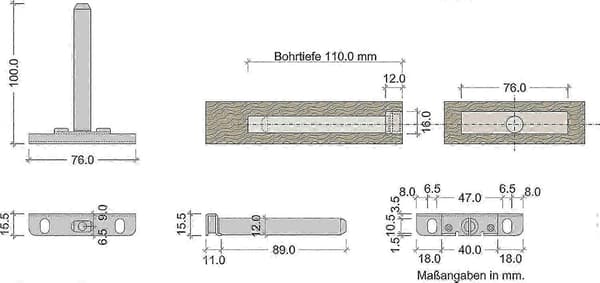 10 st Hyllstöd dolda för väggmontering | STÖD | Längd: 100mm | Förzinkad metall | med platta