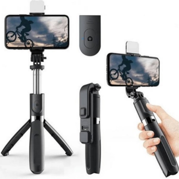 Mångsidigt Selfie Stick Stativ, Extra Lång Förlängning & Bluetooth Fjärrkontroll för Bred Kompatibilitet med De Flesta Smartphones (Svart)