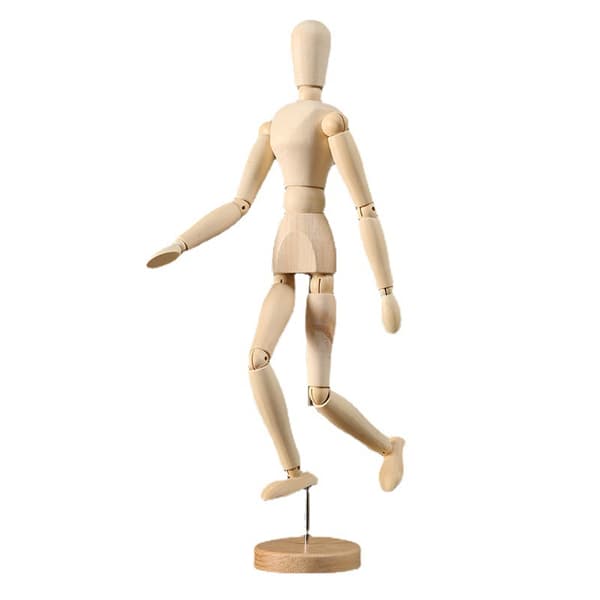 1-pack skrivbordsdocka man ledad finger rörlig modell litet trä