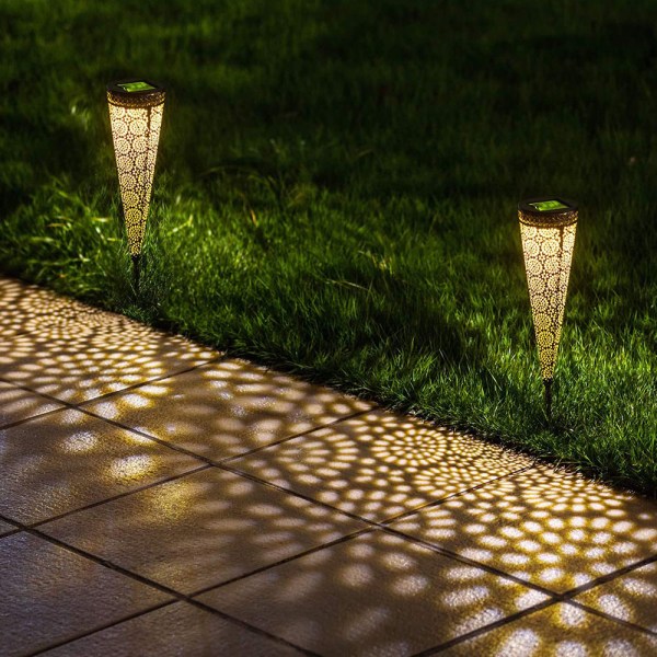 2PACK Solar Pathway Lights Trädgård utomhus, vattentät dekorativ