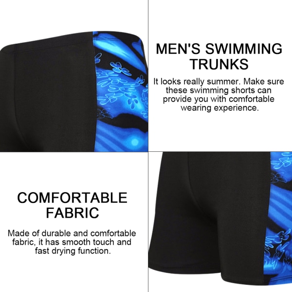 3st Badbyxor med fyrkantiga ben för män Printed baddräkt Athletic