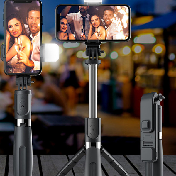 Mångsidigt Selfie Stick Stativ, Extra Lång Förlängning & Bluetooth Fjärrkontroll för Bred Kompatibilitet med De Flesta Smartphones (Svart)