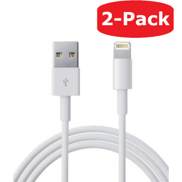 2-pack Högkvalitativa Snabba Lightning-kablar iPhone 1M Vit