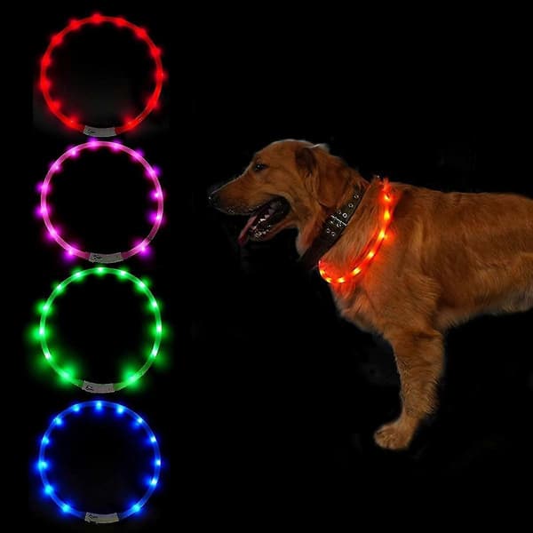 Genopladelig USB Genopladelig Hundehalsbånd til S, Medium og , 70 cm, Justerbar længde, 3 Modes Rød