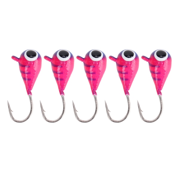 5-pack Isfiskejiggar Kit Isfiskebeten Högkolstål Mikro Basskrokar 4MM 077