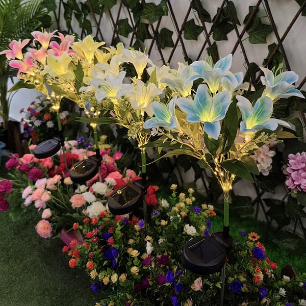 Hvit, soldrevet bakkelampe LED-simulering blomsterlykt