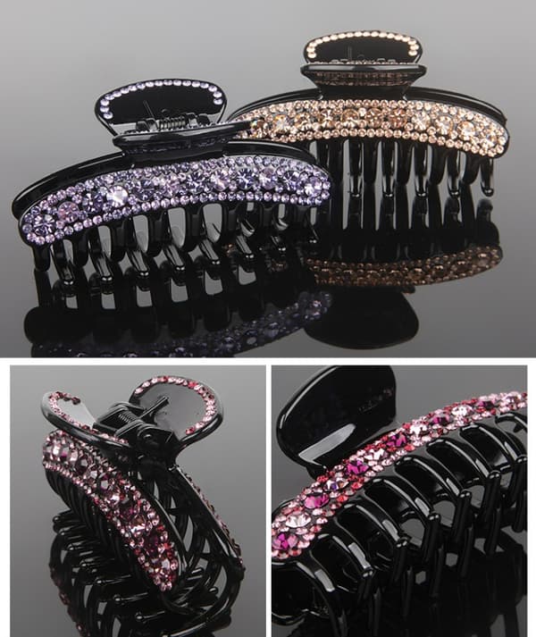 Rhinestone Hårklämmor - Lila, Delikat Design, Hårklämmor