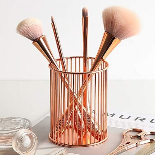 Hul makeupbørsteholder opbevaringsboks rosaguld