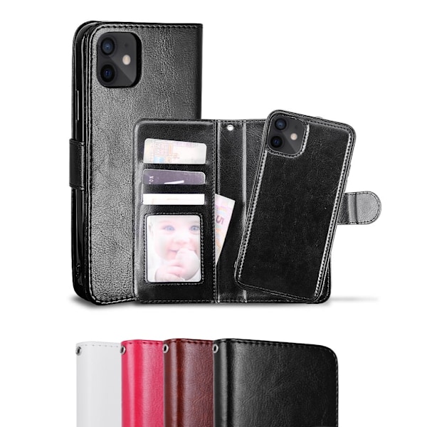 iPhone 12 Mini - Fodral / Magnet Skal 2in1 - Rosa Pink Rosa White Vit