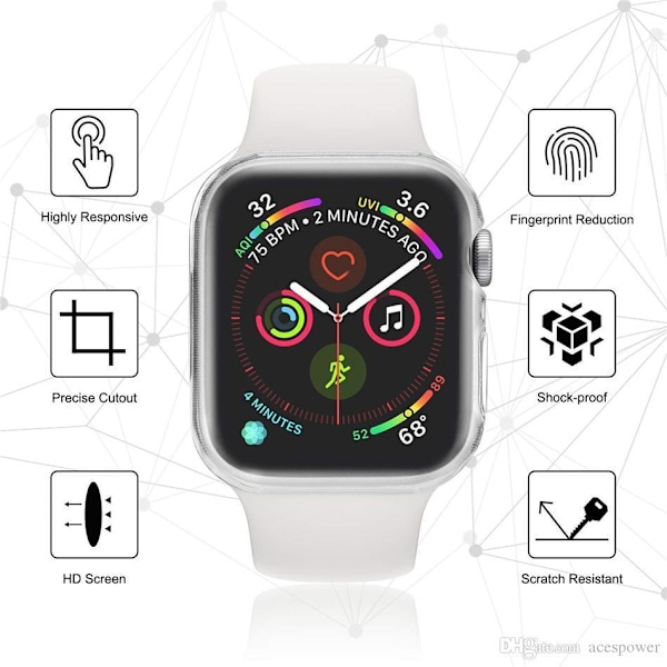 Heltäckande Skal till Apple Watch 1/2/3 Skärmskydd 42mm Transparent Transparent