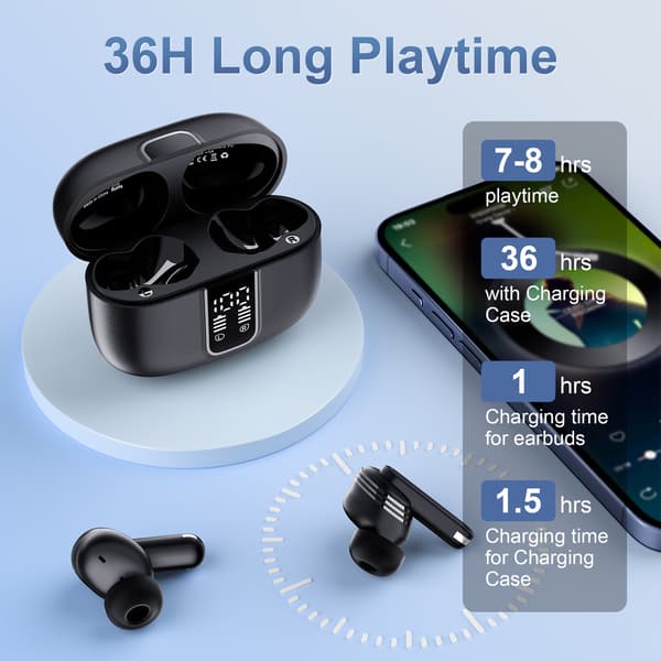 SP99 Trådløse Bluetooth-ørepropper: Bluetooth 5.4, Berøringskontroller, Digitalt Display, Lang Batterilevetid, In-Ear Design
