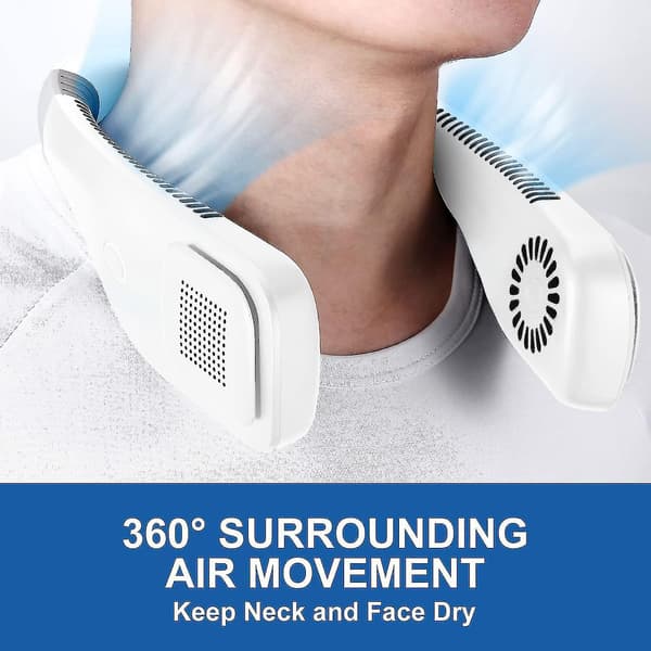 Bærbar halsventilator Mini halsventilator Komfortabel kølig luftstrøm 360, 3 hastigheder Støjsvag stærk vind, USB genopladelig lille