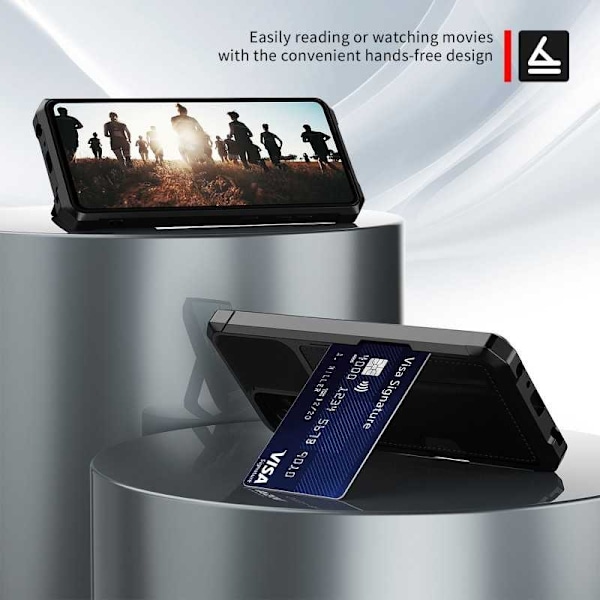 Samsung A52/A52s 4G/5G Stødsikkert Cover med Kortlomme Solid V2 Sort