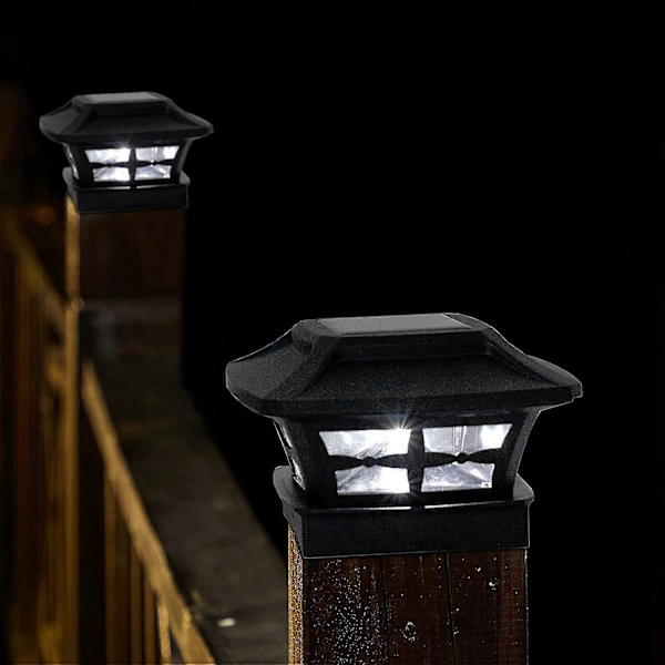 Solcellelamper for stolper 2 lysmoduser LED dekk gjerde stolpelamper for trestolper hagedekorasjon