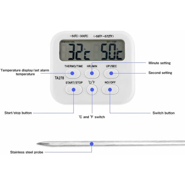 Digital kökstermometer med snabbavläsning för grillning, bakning - Röst