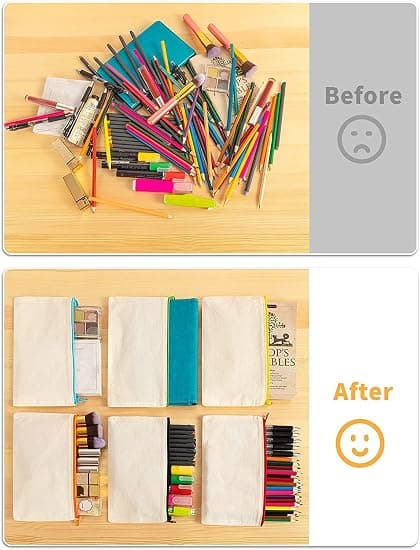 Senbeeda 10 stk. tomme penalhuse, lærred makeup-tasker, DIY Bl