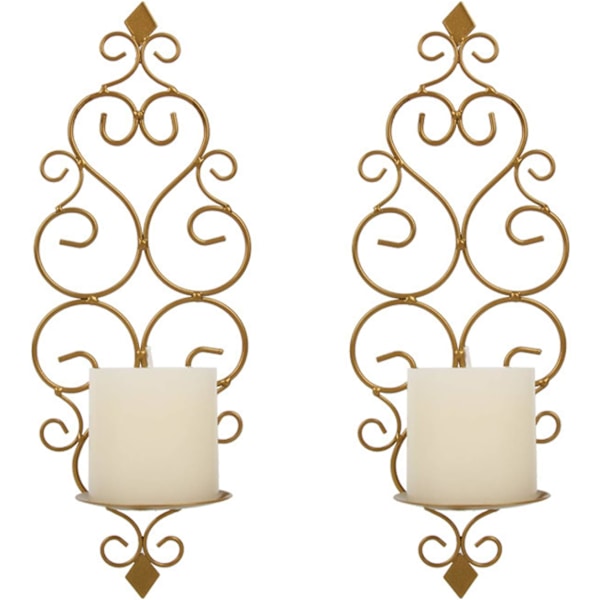 2 Ljusstakar Tealight Ljusstake Retro Smidesjärn Väggmontering