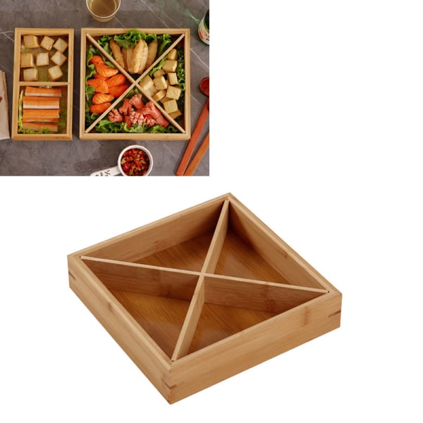 Uppdelad trälbricka med flera fack serveringsbricka för varma grytor restauranger sushi tallrik