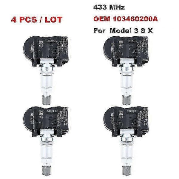 1 sæt med 4 TPMS 433MHz dæktrykssensorer til Model S Model X Model 3 1034602-00-a 103460200a